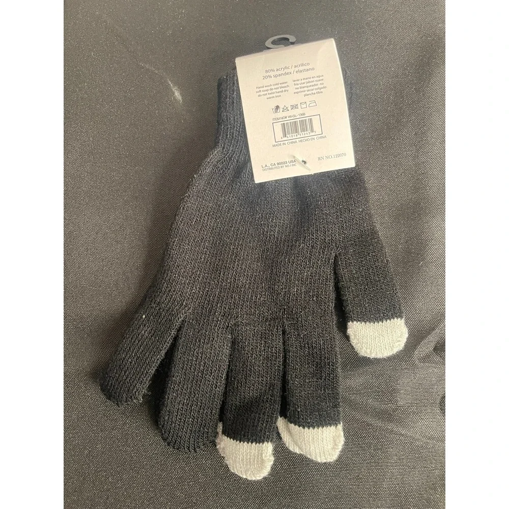 IRLU Winter Collection Black Acrylic Spandex Touchscreen Gloves RN 122070